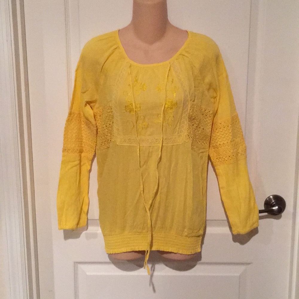 NWT Blue Plate cotton Boho Embroidered Blouse